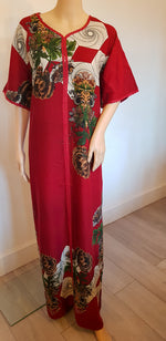 Load image into Gallery viewer, Red Floral - Short Sleeve maxi dress
