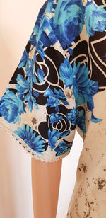 Load image into Gallery viewer, Cream &amp; Blue Floral - Short Sleeve maxi dress
