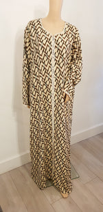 Load image into Gallery viewer, Cream &amp; Kaki Boxes - Long Sleeve maxi dress
