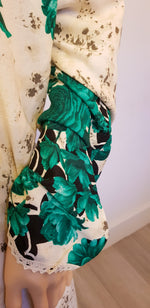 Load image into Gallery viewer, Green &amp; White Floral - Long Sleeve maxi dress
