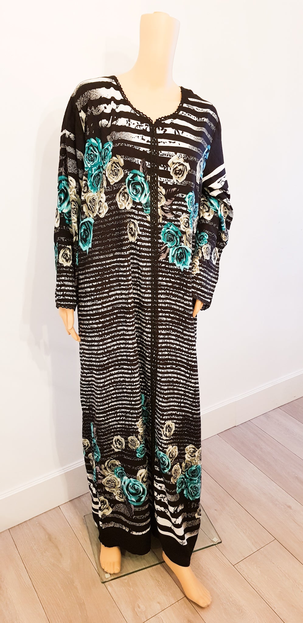 Zebra Green - Long Sleeve maxi dress