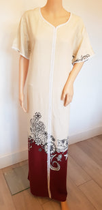 Load image into Gallery viewer, Cream &amp; Red - Short Sleeve maxi dress
